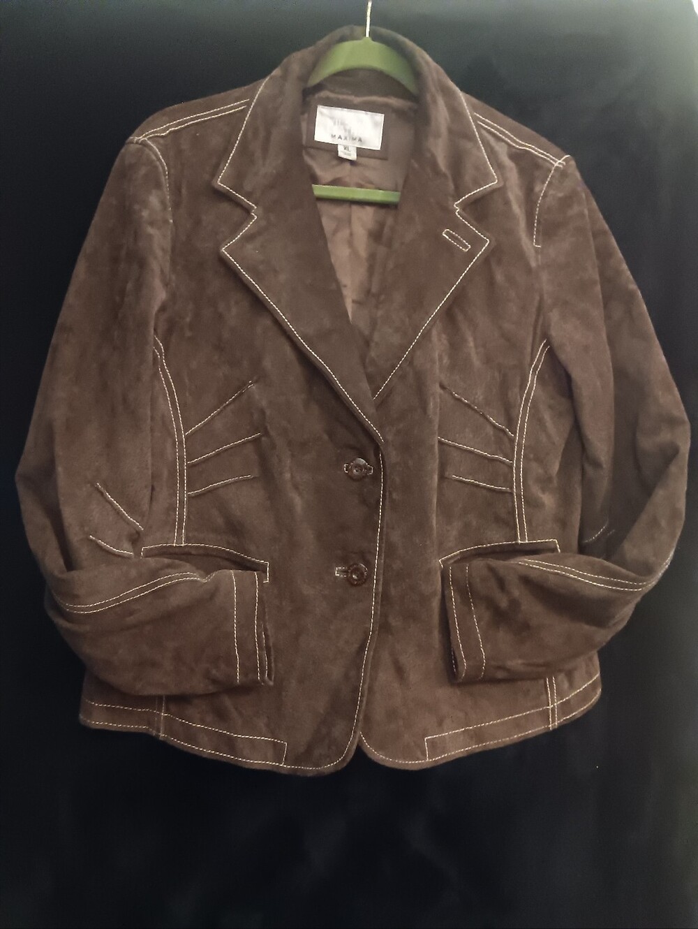 Wilsons Leather Dark Brown Suede Blazer with Contrast Stitching